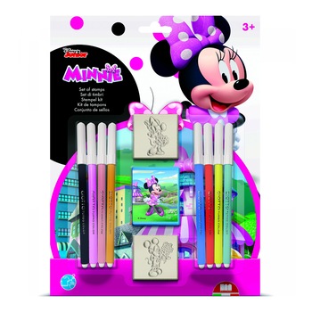 Set pictura 11 piese, 2 stampile, tus si 8 carioci Minnie Multiprint MP26866 Set pictura 11 piese, 2 stampile, tus si 8 carioci Minnie Multiprint MP26866