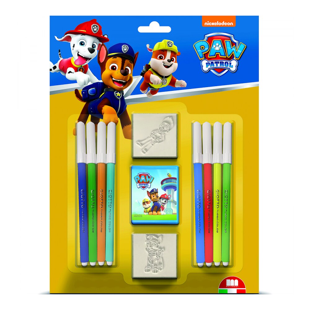 Set pictura 11 piese, 2 stampile, tus si 8 carioci Paw Patrol Multiprint MP26903