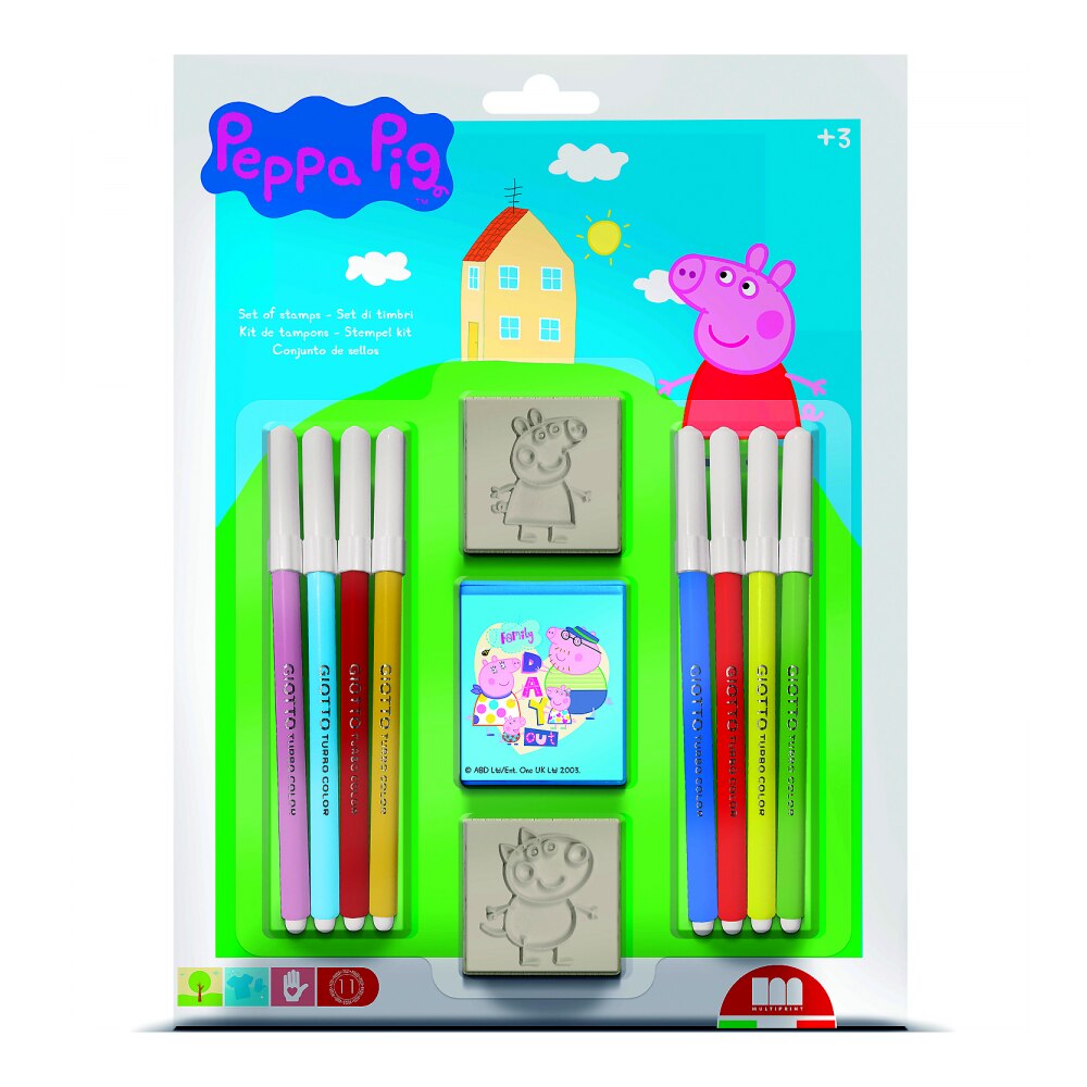 Set pictura 11 piese, 2 stampile, tus si 8 carioci Peppa Pig Multiprint MP26875