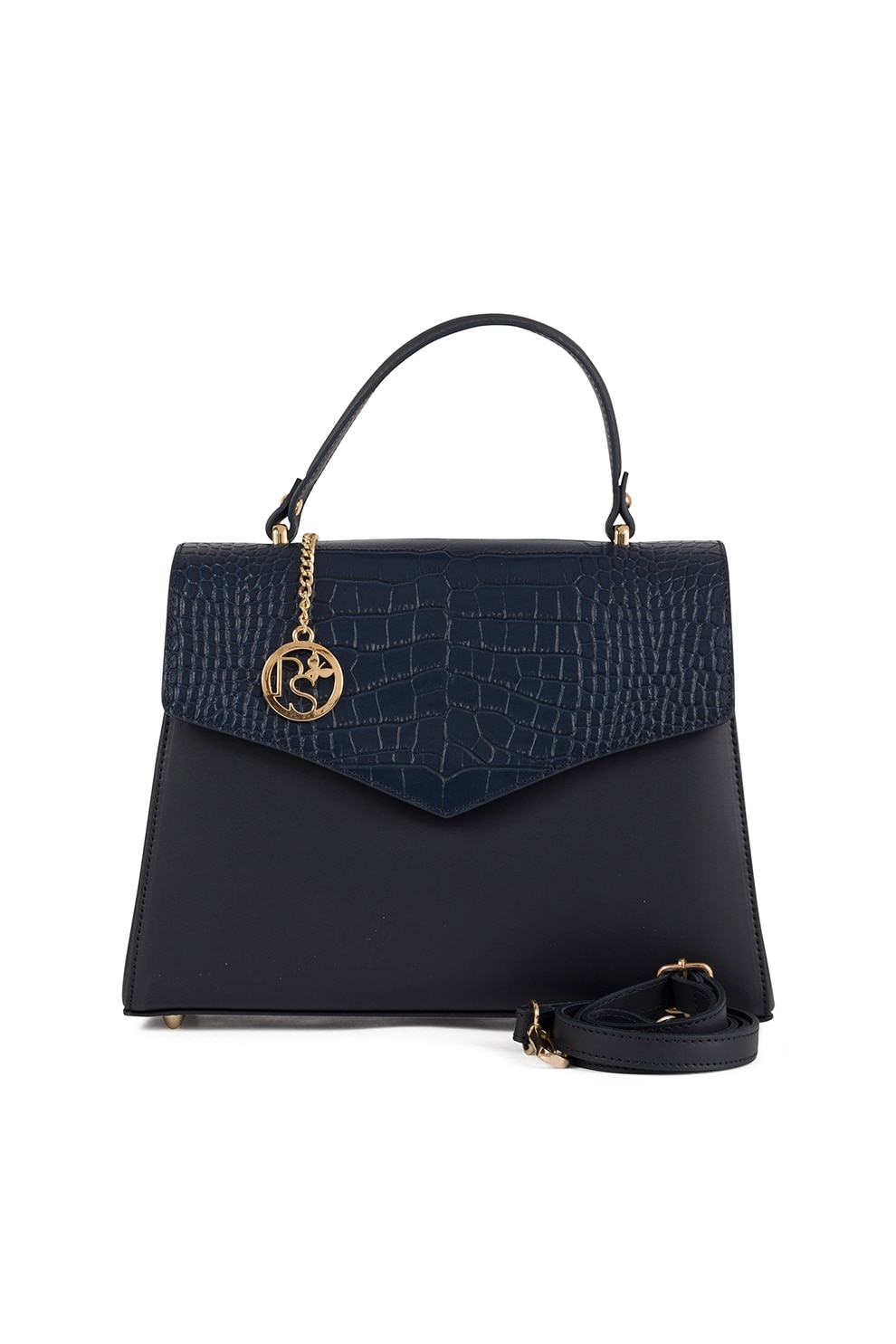 Pia Sassi, Geanta de piele cu bareta de umar Monte Campellio, Bleumarin