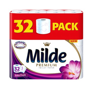 Hartie igienica Milde Relax Purple, 3 straturi, pachet 32 de role Hartie igienica Milde Relax Purple, 3 straturi, pachet 32 de role