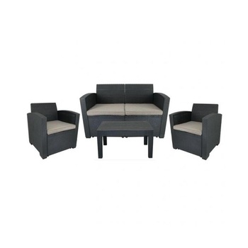 Set masa de cafea, ProCart, 2 fotolii, canapea, model ratan, structura rezistenta, pentru terasa Set masa de cafea, ProCart, 2 fotolii, canapea, model ratan, structura rezistenta, pentru terasa