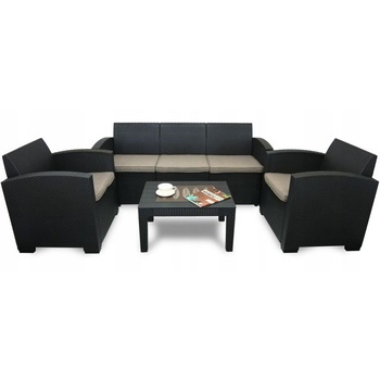 Masuta cafea, ProCart, fotolii, canapea, model ratan, 2 moduri asamblare, antracit Masuta cafea, ProCart, fotolii, canapea, model ratan, 2 moduri asamblare, antracit