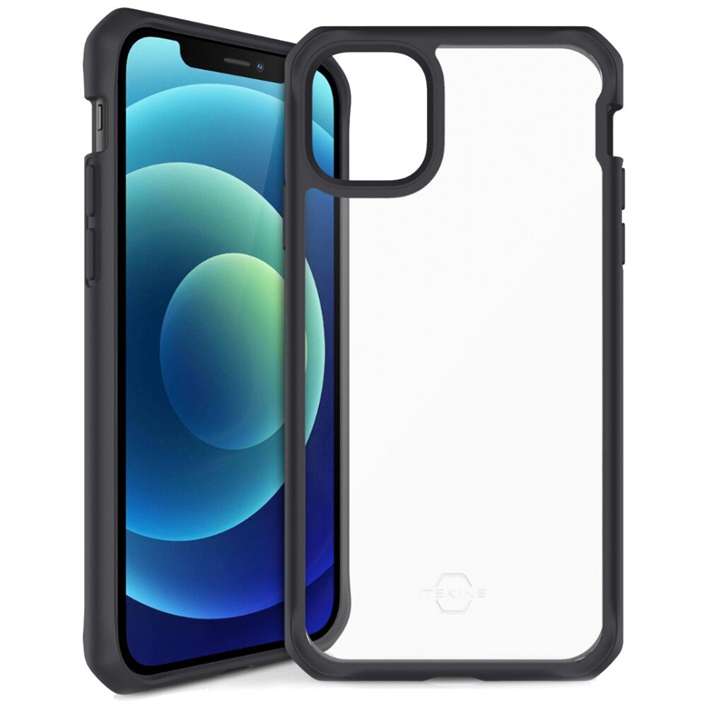 Husa IT Skins Hybrid Solid compatibila cu iPhone 12 Mini, Plain Black & Transparent