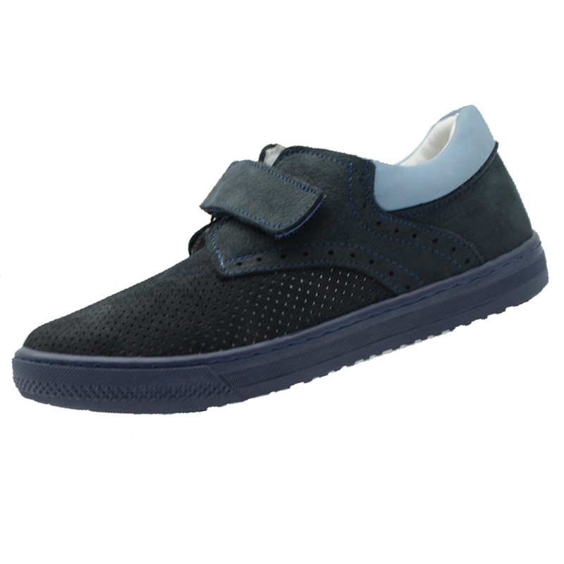 Pantofi casual ortopedici din piele pentru baieti Scode, velcro, Bleumarin