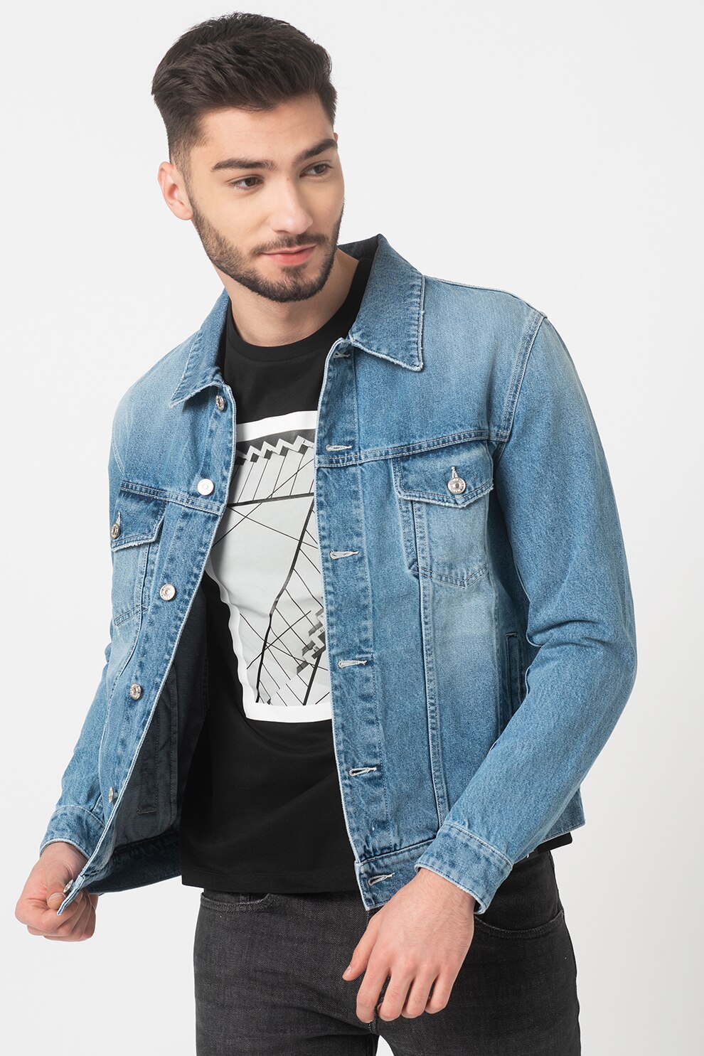 7 for all mankind, Jacheta din denim Perfect, Albastru deschis