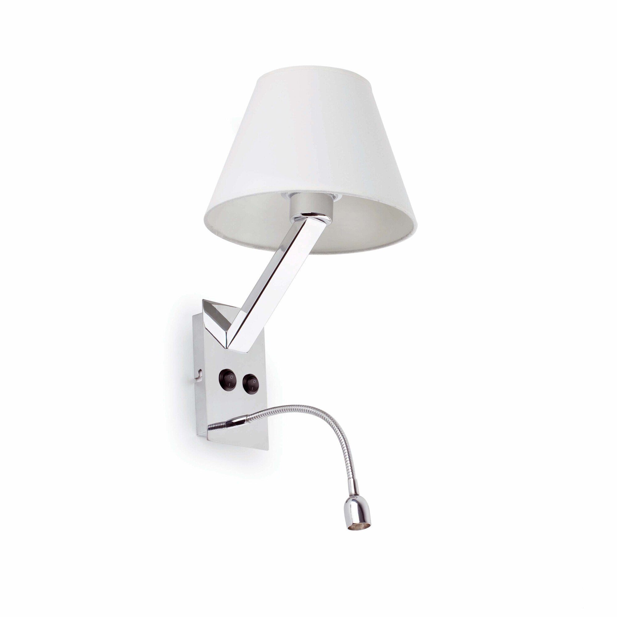 Lampa de perete Faro, IP 20, 100-240V, Otel, Material textil, Alb