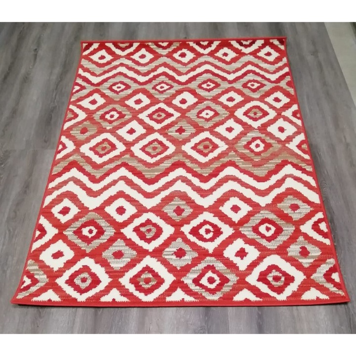 Covor camera rosu geometric 120x170 cm
