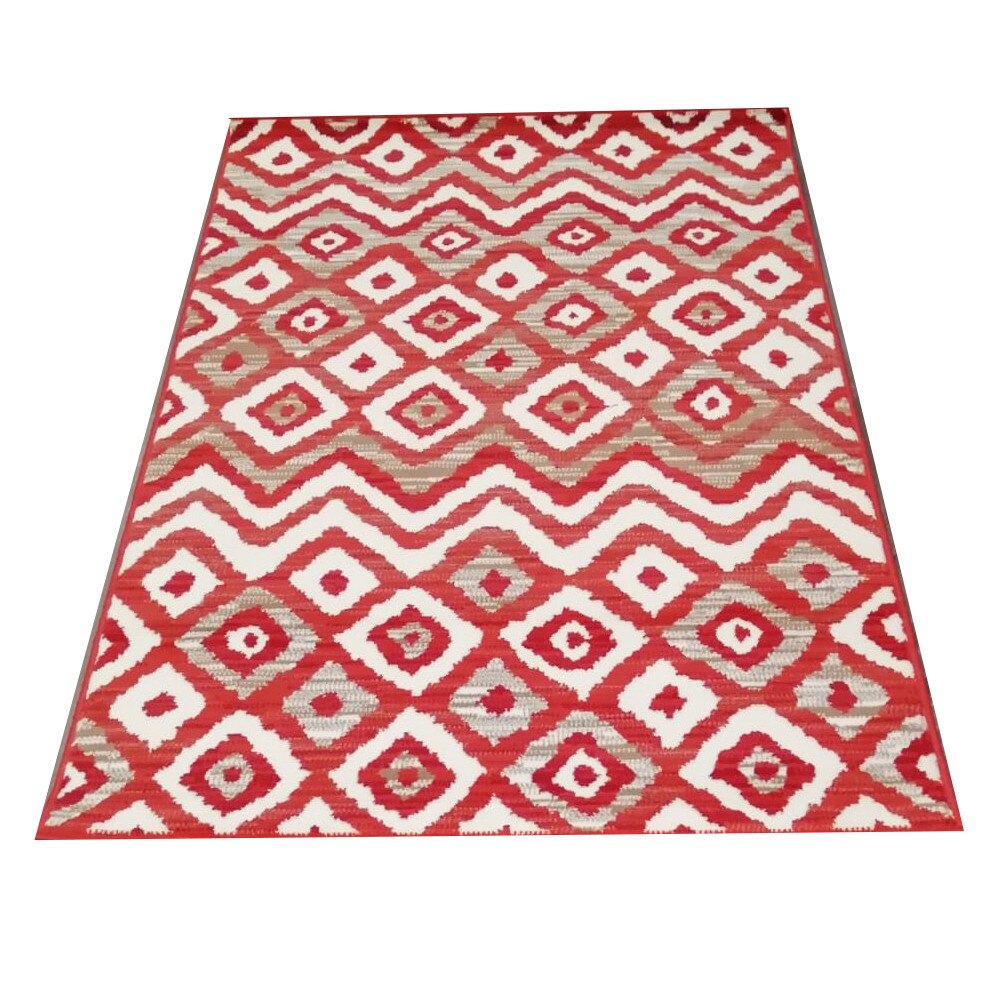 Covor camera rosu geometric 120x170 cm