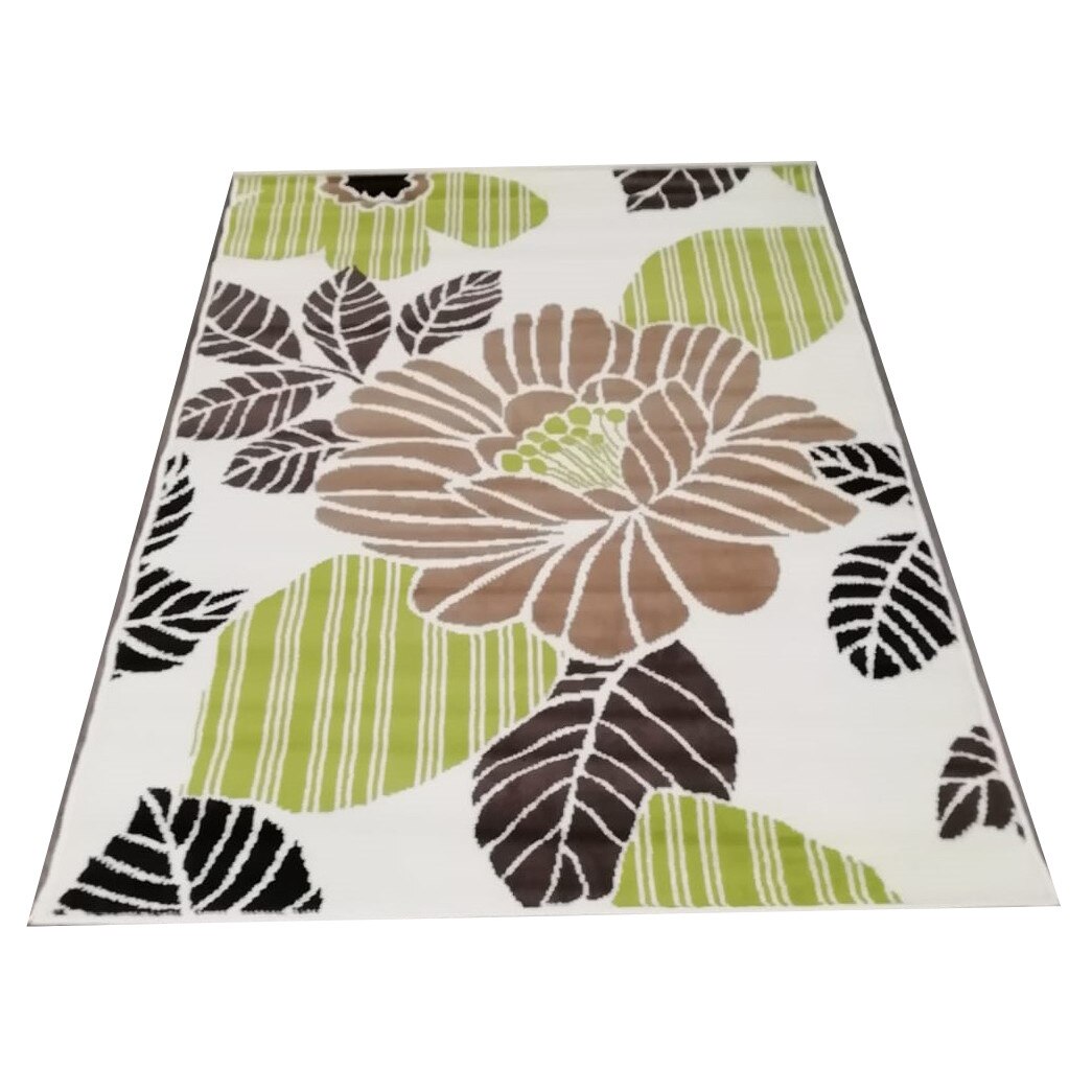 Covor camera floral verde maro 100x150 cm