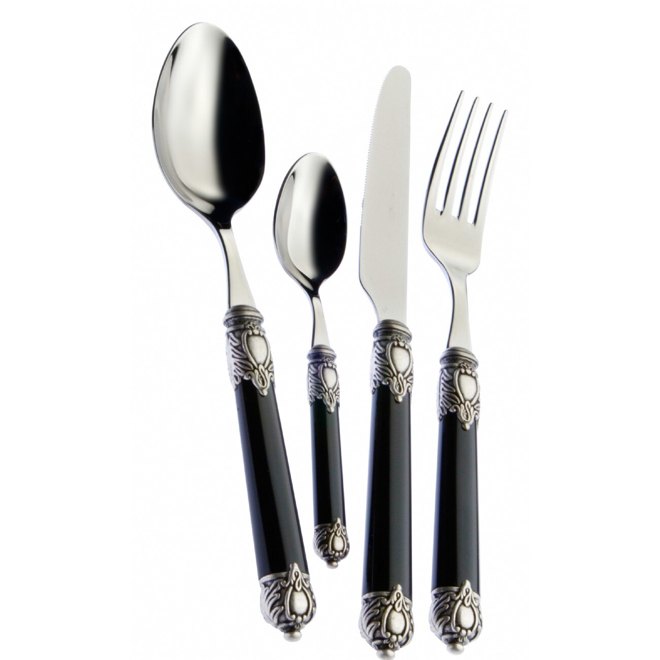 Set 24 tacamuri, Casa Bugatti, Metal, Negru/Argintiu