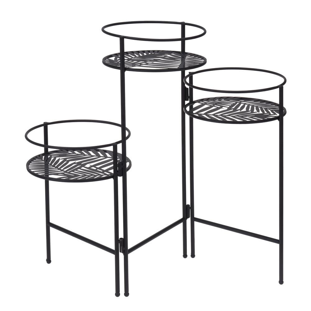 Suport pentru flori pe 3 ghivece Loft metalic negru 65cm