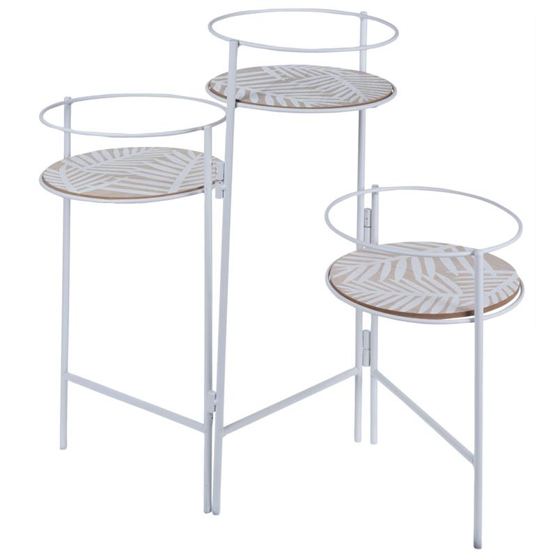 Suport pentru flori pe 3 ghivece Loft metalic alb 50cm