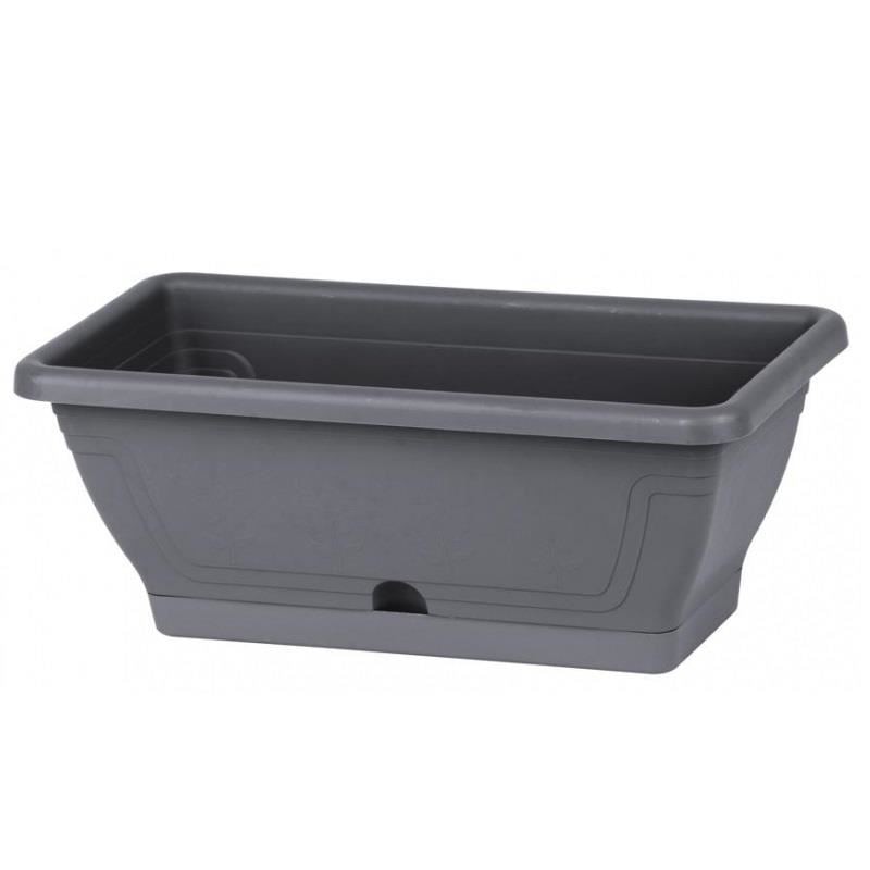 Ghiveci dreptunghiular Strend Pro Economy Antracit, 6l, 40x19cm, cu fanta pentru irigare