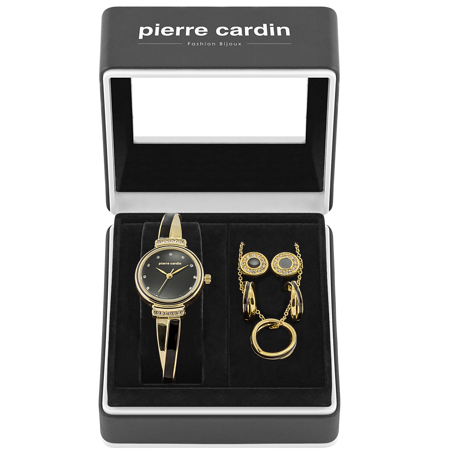 Set ceas, colier si cercei dama Pierre Cardin PCX6855L297, Auriu/Negru