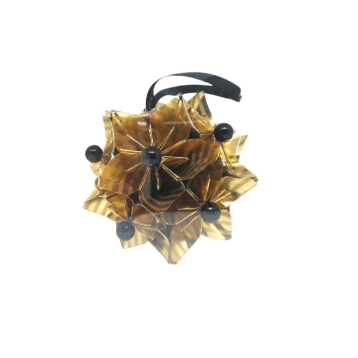 Глобус Kusudama - златен - полка точки