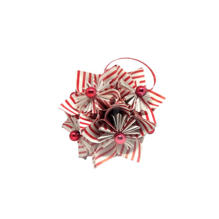 Glob Kusudama - dolce vita - red&white stripes