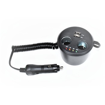 Dublu stecher cu 2 porturi bricheta si 2 porturi usb Dublu stecher cu 2 porturi bricheta si 2 porturi usb