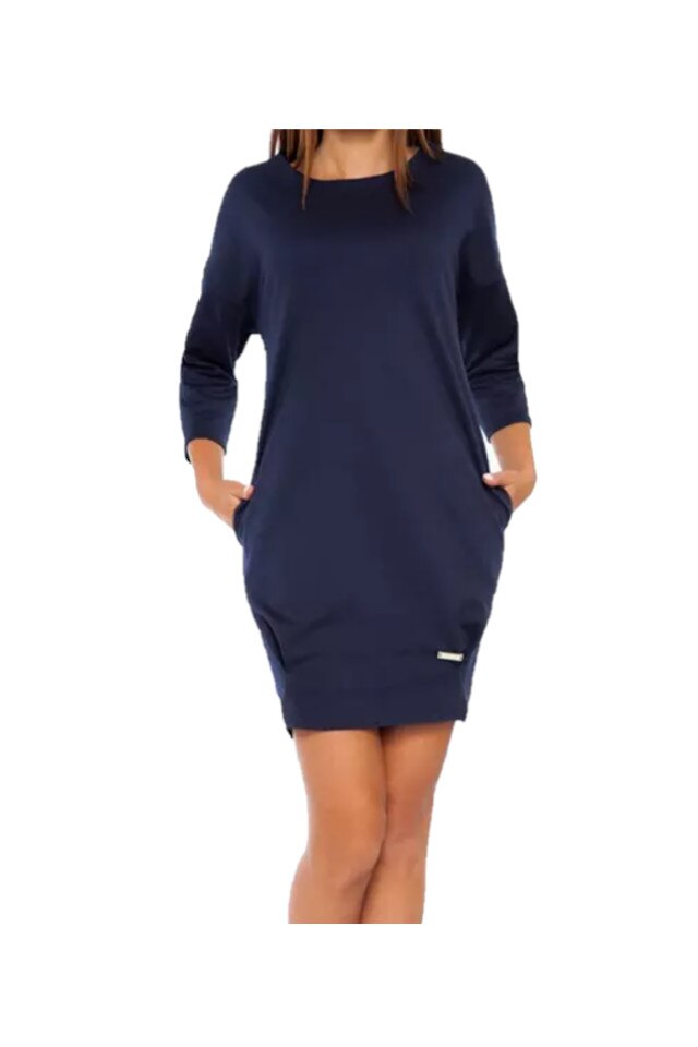 Rochie Dama Supradimensionala cu maneca trei sfert, Albastru