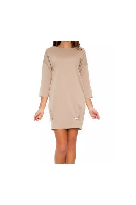 Rochie Dama Supradimensionala cu maneca trei sfert, Maro S/M