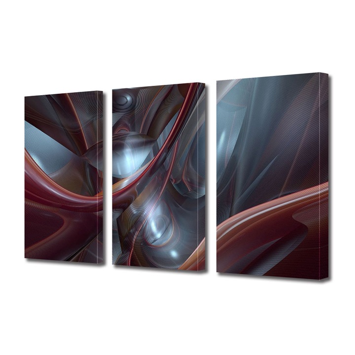 Set Tablouri Multicanvas 3 Piese Abstract Decorativ Plasma, 90 x 180 cm