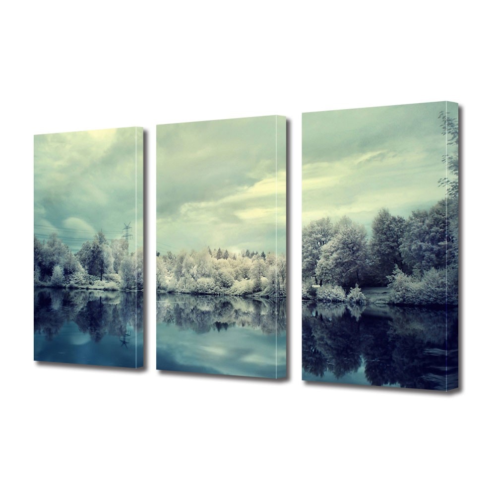 Tablou Multicanvas 3 Piese Peisaje Nuante reci, 70 x 150 cm