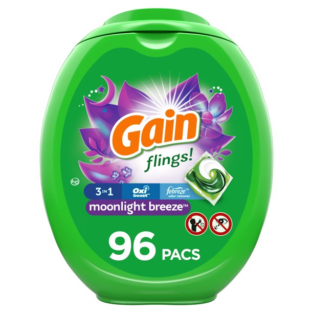 Detergent capsule Gain Flings Moonlight Breeze 3 in 1 96 spalari