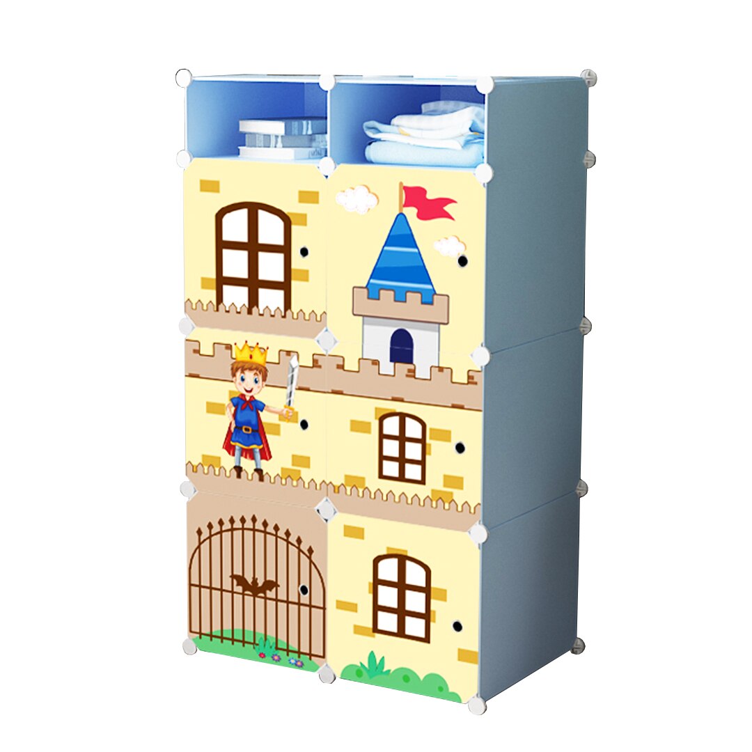 Dulap modular din plastic cu schelet metalic, D3196B, Albastru, 129x75x37 cm