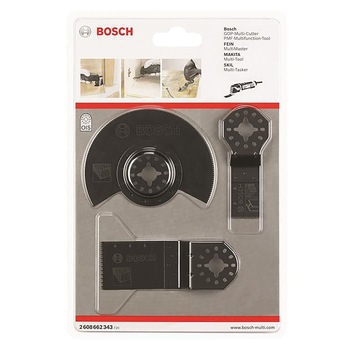 Set 3 accesorii Bosch, panze pentru fierastrau multicutter, OIS, taiere lemn metal Set 3 accesorii Bosch, panze pentru fierastrau multicutter, OIS, taiere lemn metal