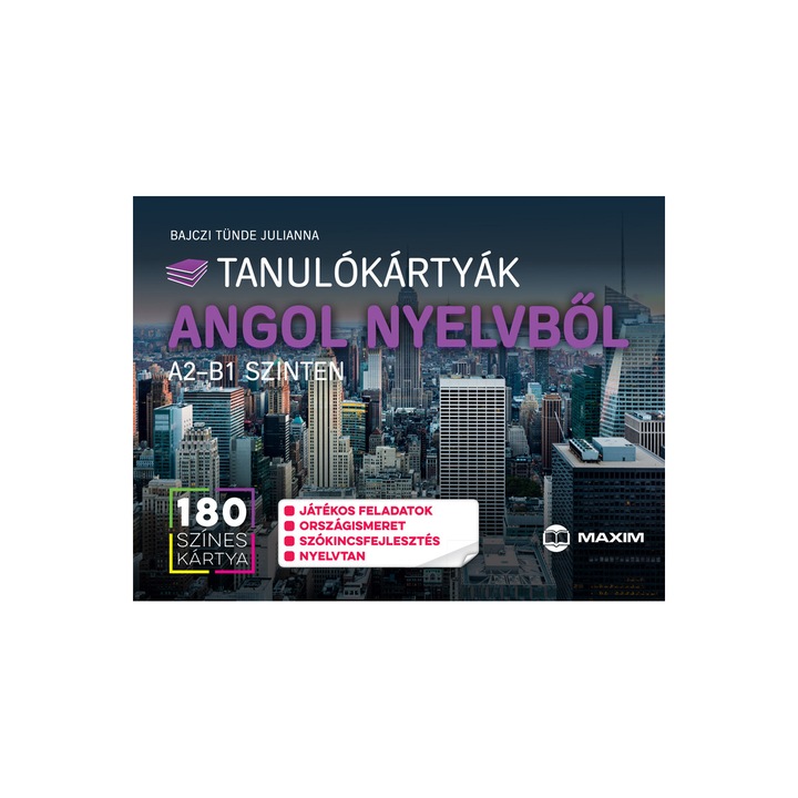 Tanulókártyák angol nyelvből – A2–B1 szinten - 180 db színes kártya + megoldófüzet és játéktábla