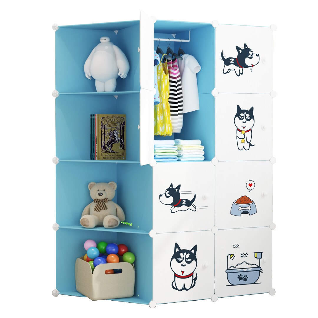 Dulap modular din plastic cu schelet metalic, D3373, culoare Albastru, 147 x 110 x 37 cm