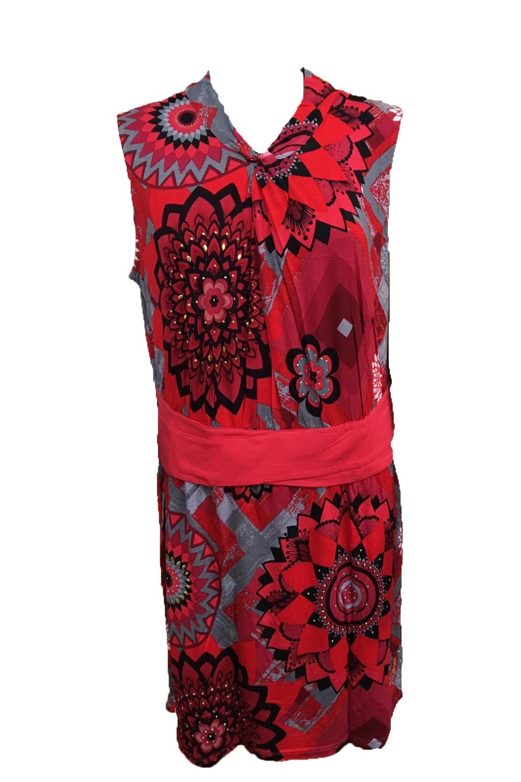 Rochie, Desigual Paola 75V21F4, Rosu/Gri, 48