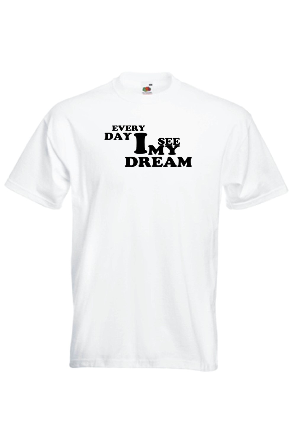 Tricou Black Dragon, Model Everyday I see my dream, Bumbac, Alb/Negru, Alb
