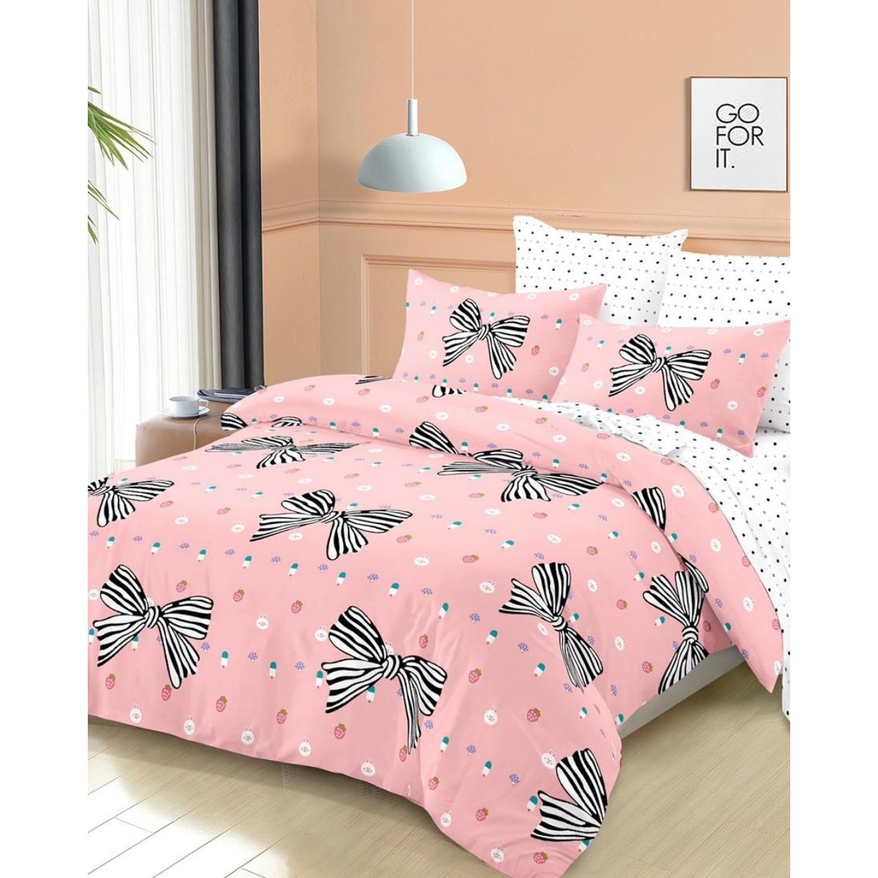 Set Lenjerie de Pat din Finet, 6 Piese, Pat 2 Persoane, Fundite