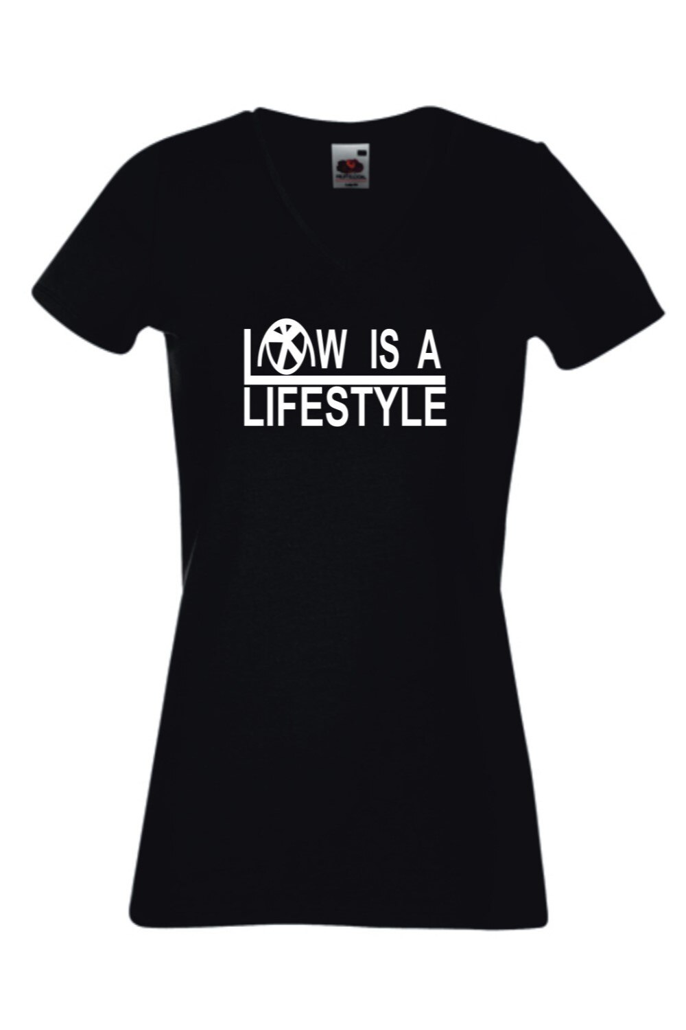 Tricou cu decolteu in V Black Dragon, Model Low is a lifestyle, Bumbac, Negru, Negru