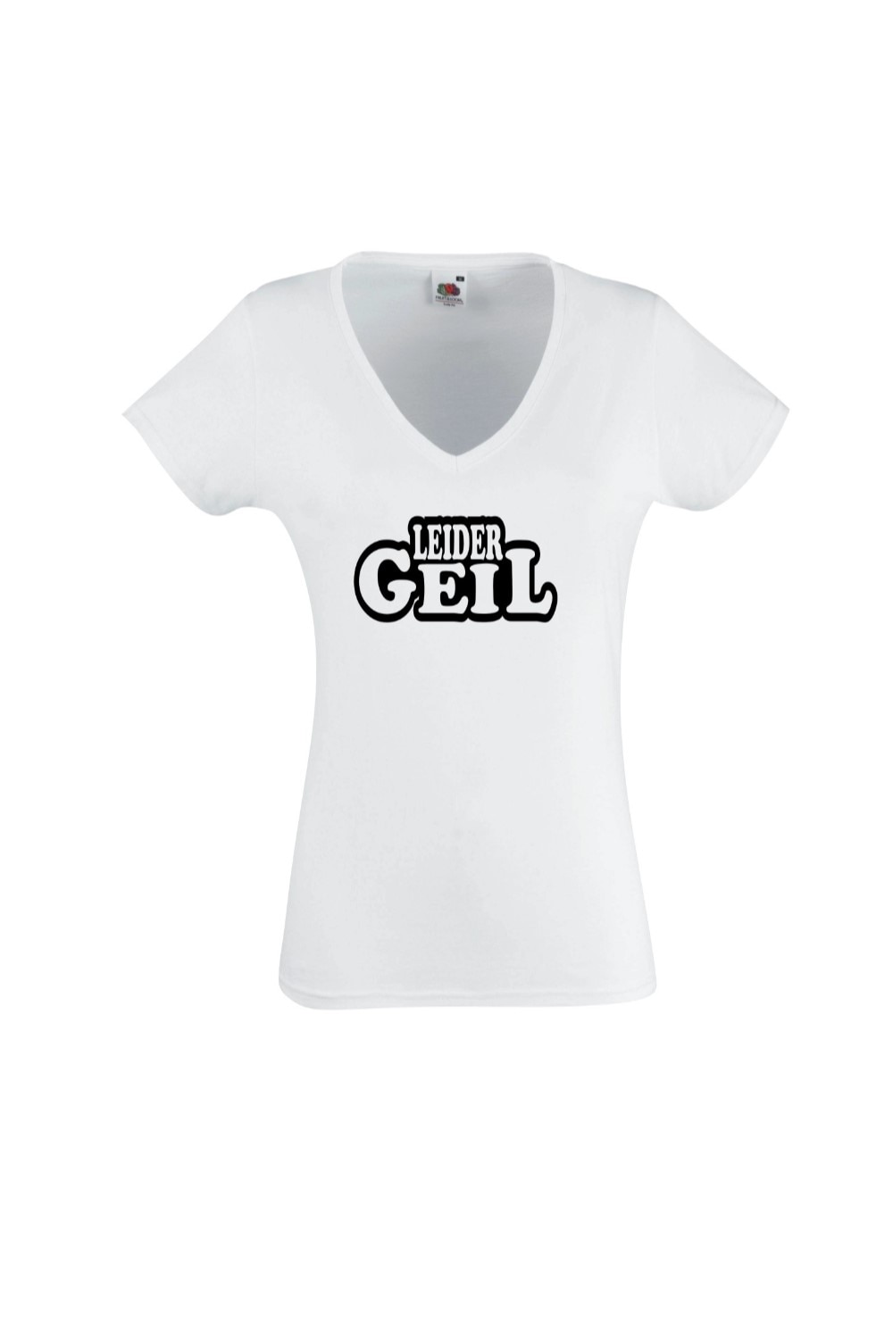 Tricou pentru femei cu decolteu in V, Fruit of the Loom, Black Dragon, Aproximativ 160 g/mp, Alb, Alb, S