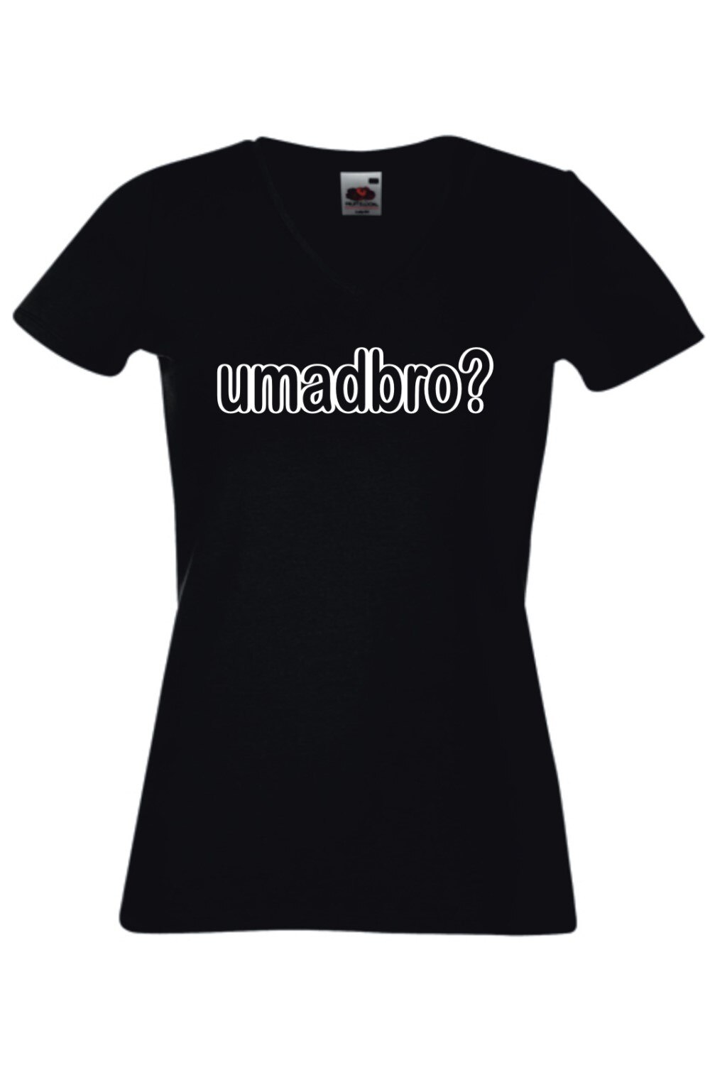 Tricou cu decolteu in V si imprimeu, Black Dragon, 100% Bumbac, Model Umadbro, Negru, Negru