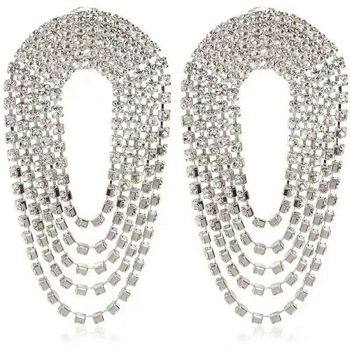 Cercei argintiu luxury eleganti lungi cu strasuri WE006