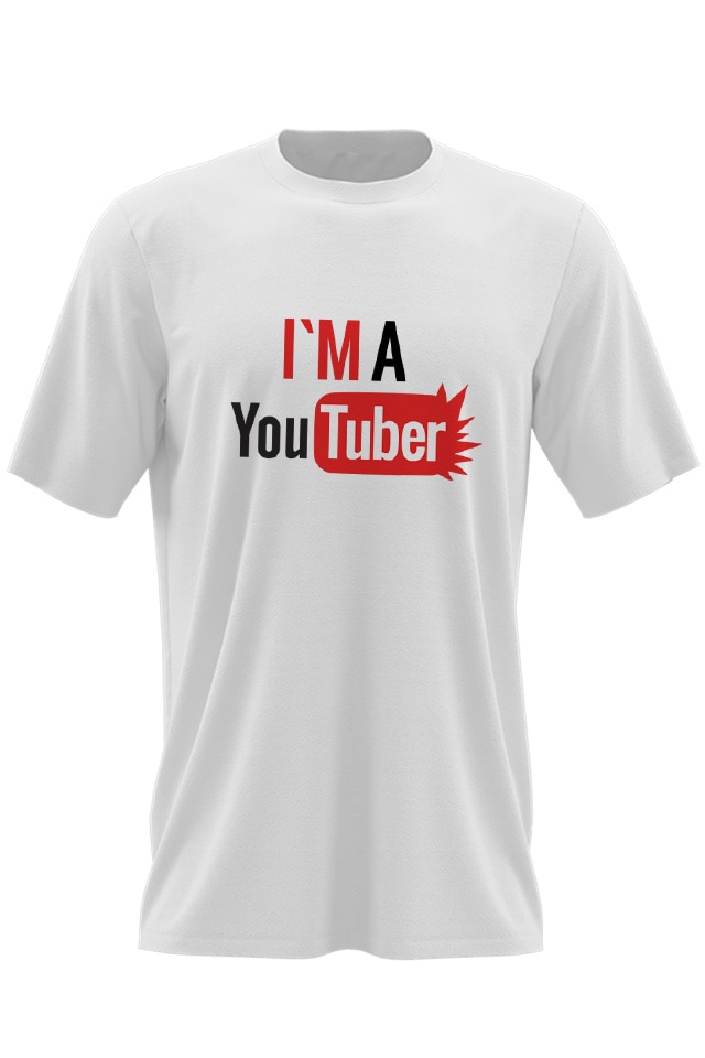 Tricou Alb Adulti I'M A YouTuber