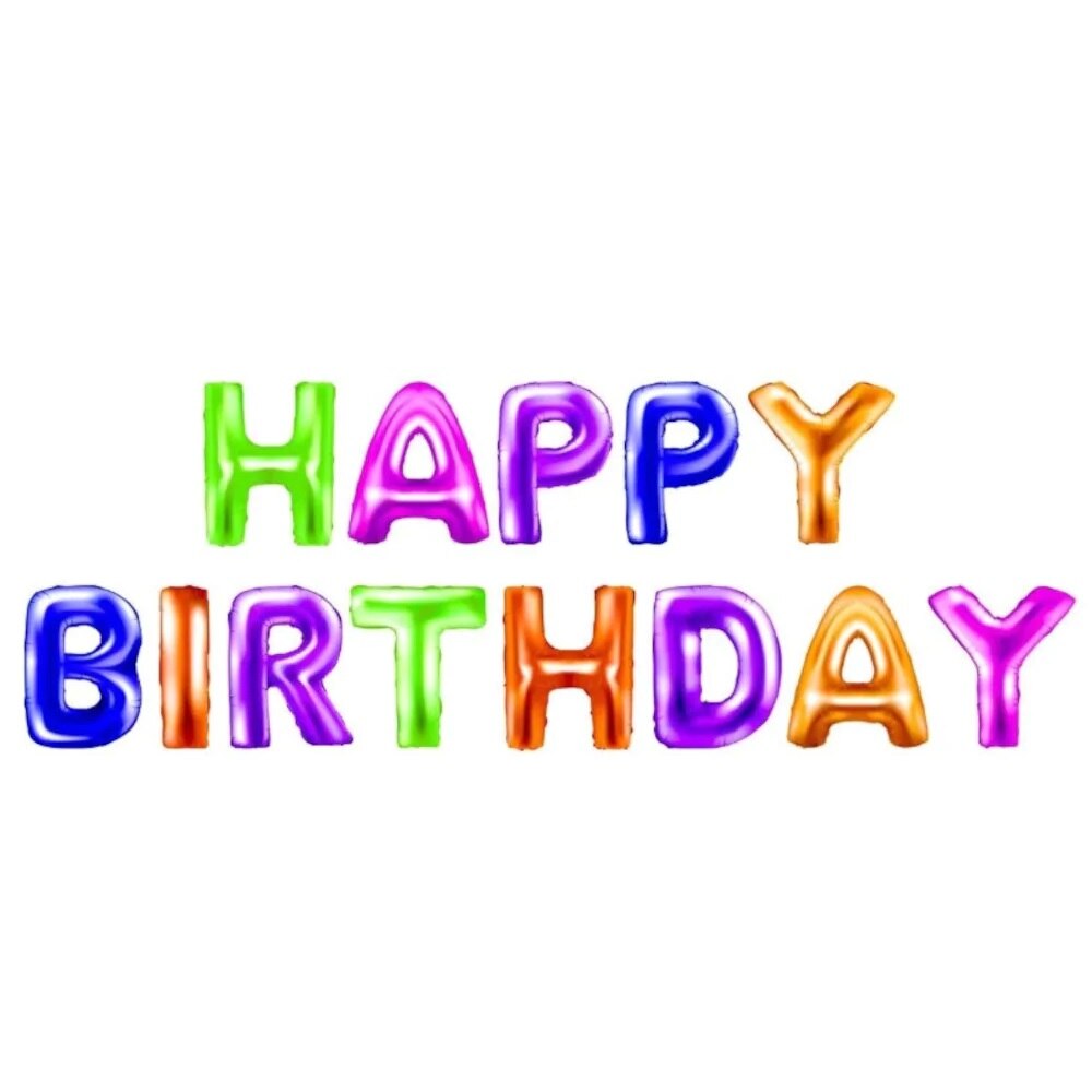 Set 13 baloane folie Edea, multicolore, Happy Birthday, 40 cm