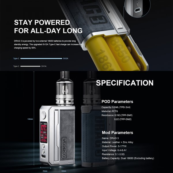 voopoo drag 3 marsala VOOPOO DRAG 3 177W Starter Kit main image 0