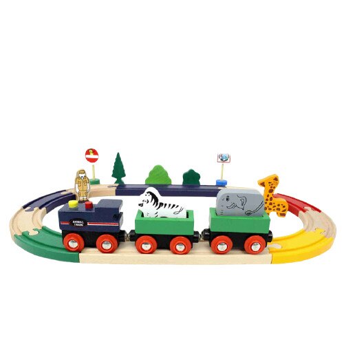 Cale ferata din lemn, TimeTrade, tren, animale, 22 de elemente