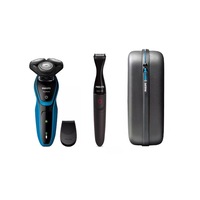 aparat de ras philips shaver s505067 cu trimmer inclus barbierit umed si uscat cap de barbierire in 5 directii sistem de lame comfortcut 30 min carcasa de calatorie albastru  negru imagen 29_0_
0