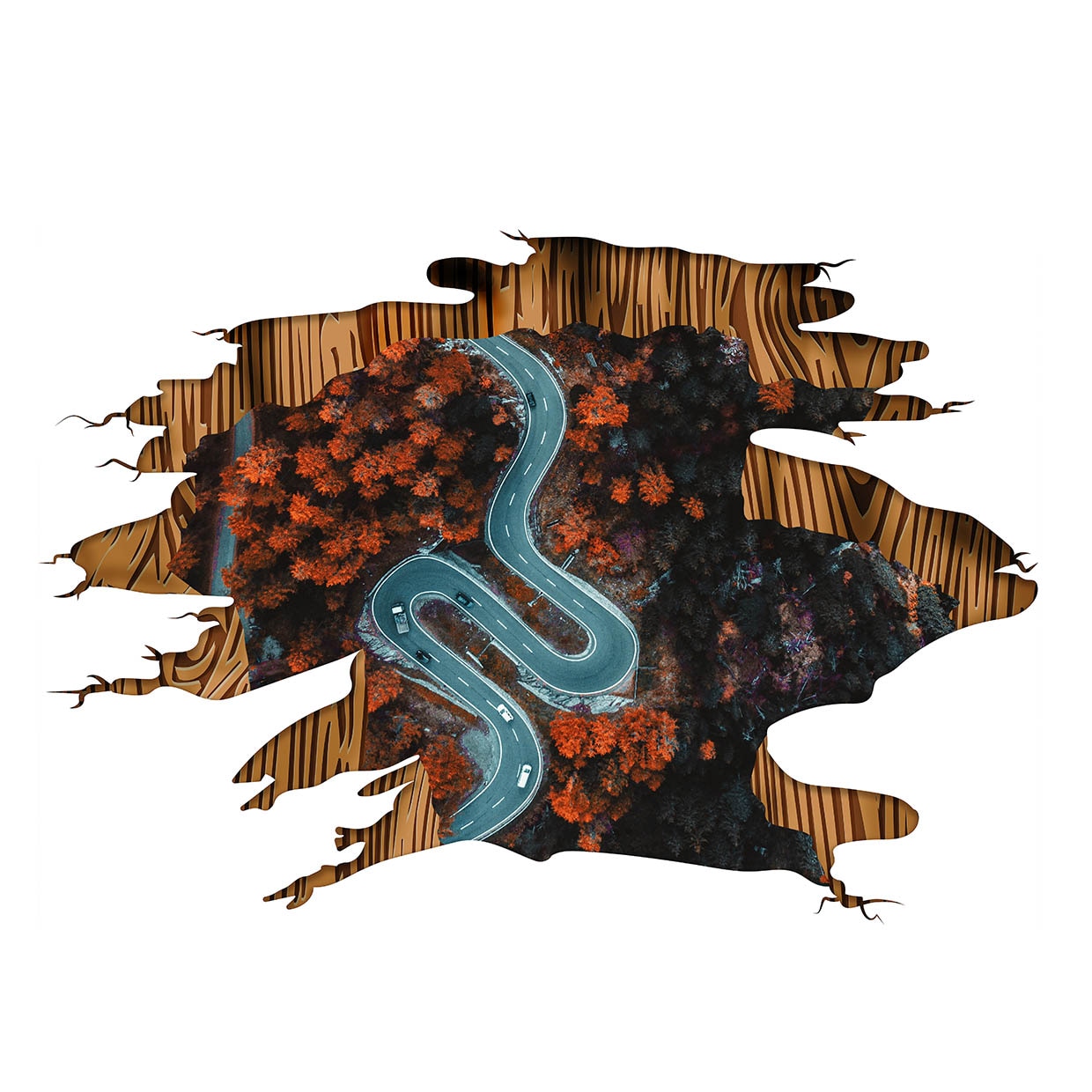 Sticker 3D gaura podea sosea (2) 100X150 CM