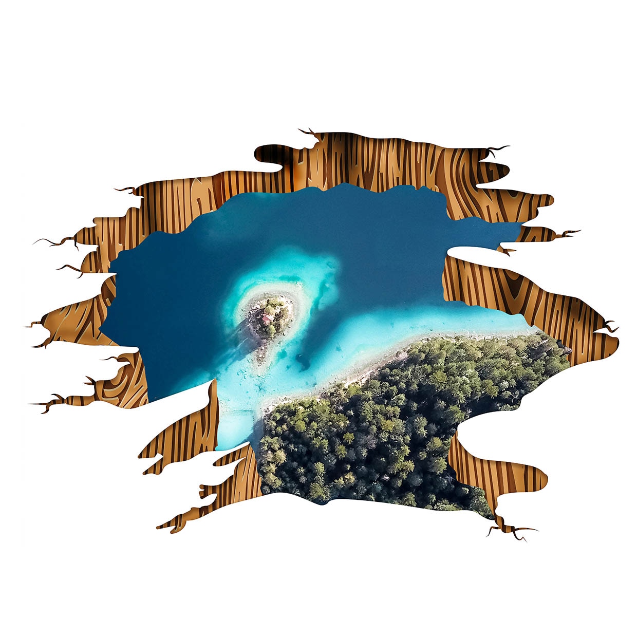 Sticker 3D gaura podea ocean 150x100 cm