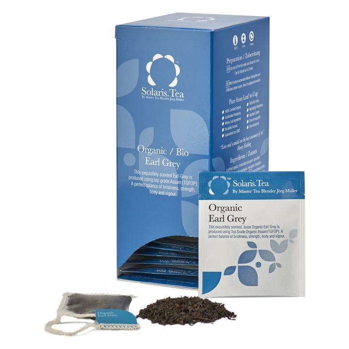 Ceai Solaris Organic negru Earl Grey 40 plicuri