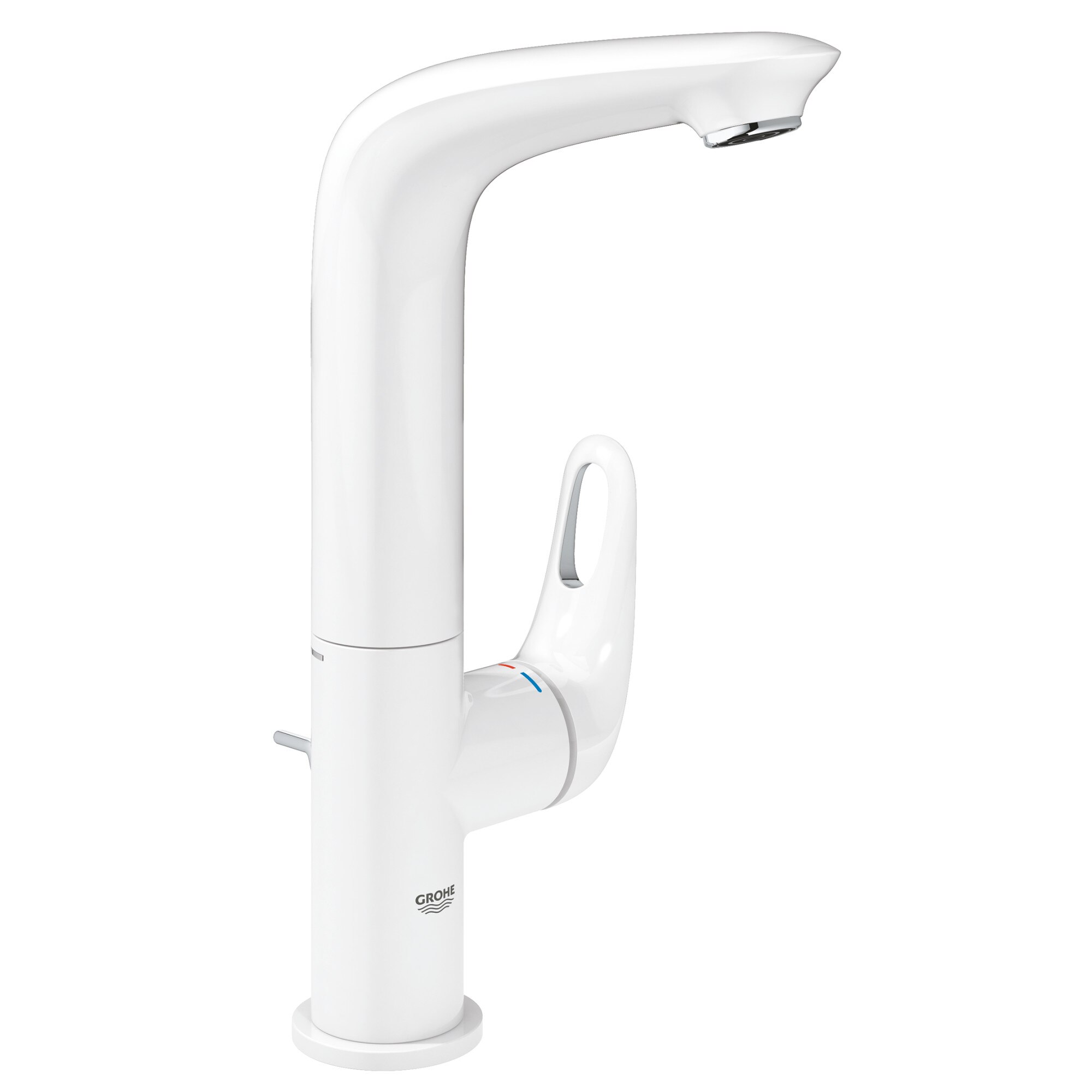 Baterie lavoar Grohe Eurostyle 23569LS3, 3/8'', monocomanda, marimea L, pivotanta, evacuare, alb
