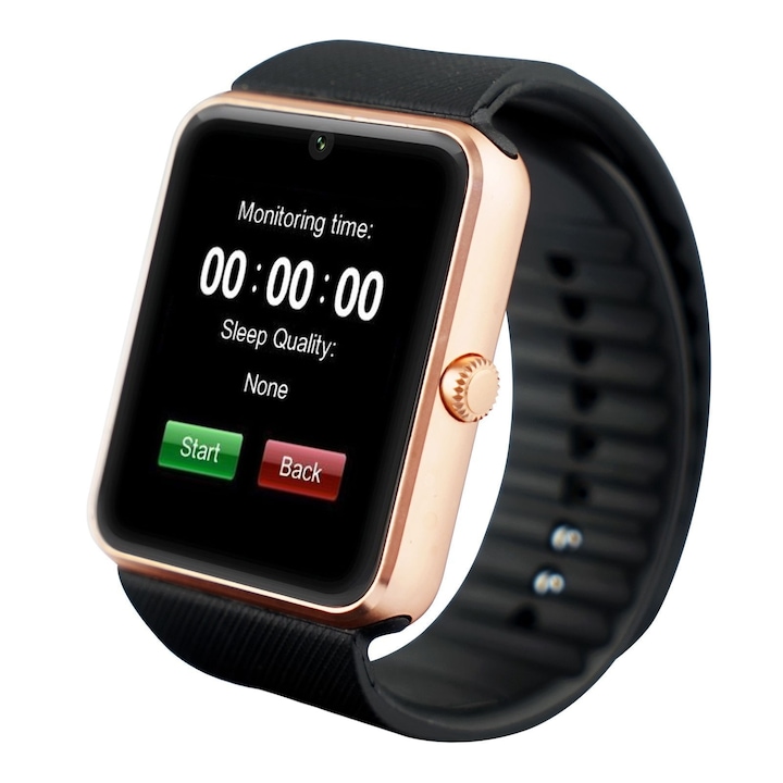 Смарт часовник GT-08, телефон, SIM карта, Bluetooth, камера, сензорен екран със защита от надраскване 1,54 инча, златист