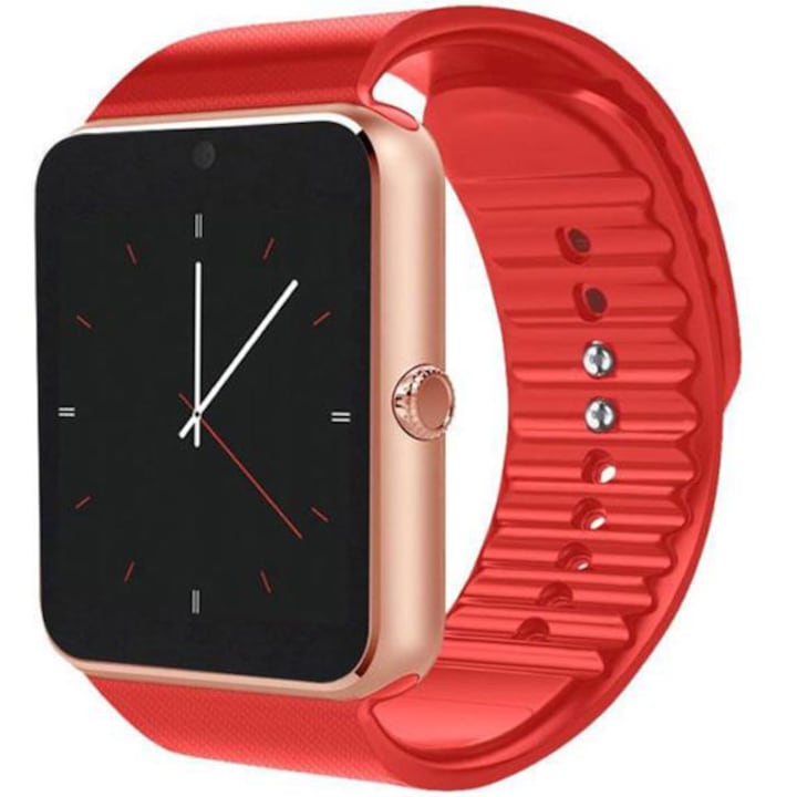 Смарт часовник GT-08, телефон, SIM карта, Bluetooth, камера, сензорен екран със защита от надраскване 1,54 инча, червен