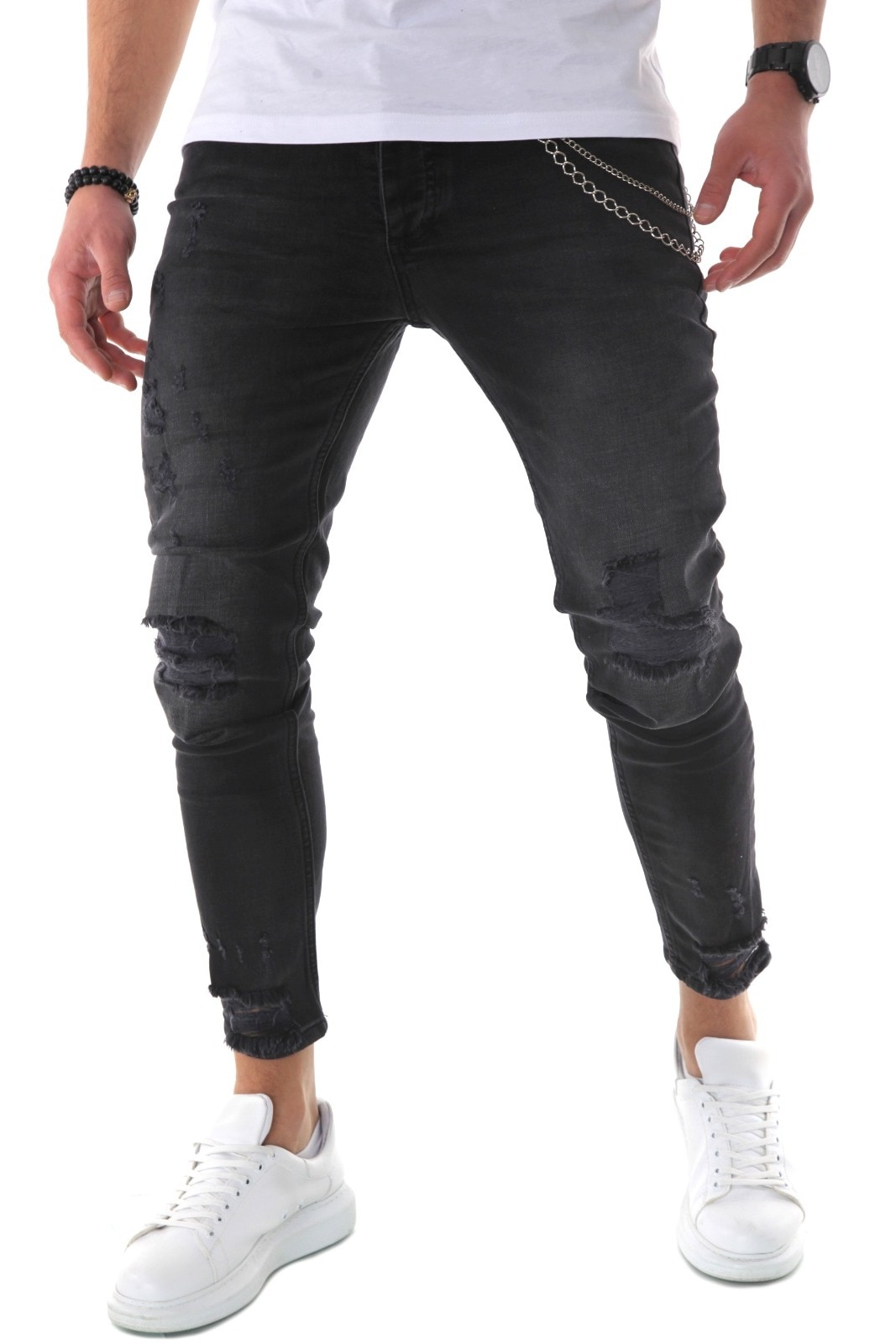 Blugi pentru barbati, slim fit, cu rupturi